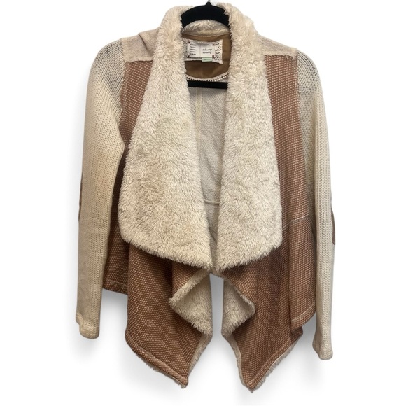 Anthropologie Saturday Sunday Mixed Fabric Sherpa Lined Cardigan size Medium - Picture 2 of 15